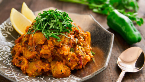 Loaded with creamy eggplant and studded with Indian spices, this easy eggplant curry recipe is quick and delicious.