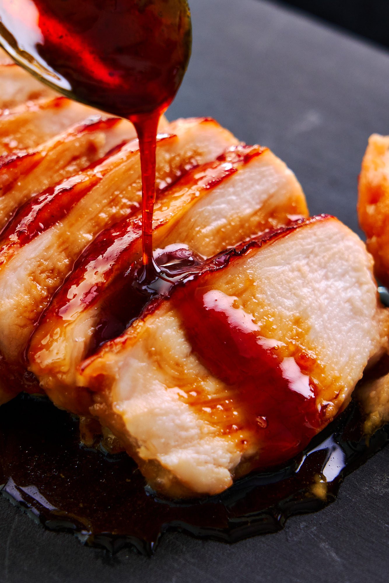 Juicy chicken breast teriyaki glazed with honey teriyaki sauce.