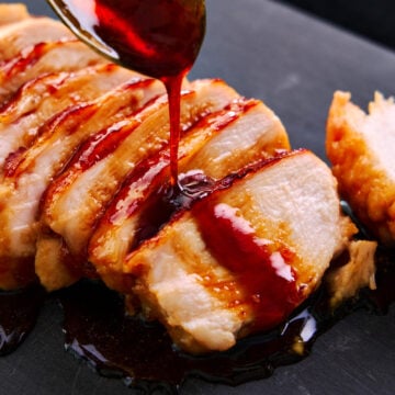 Juicy chicken breast teriyaki glazed with honey teriyaki sauce.