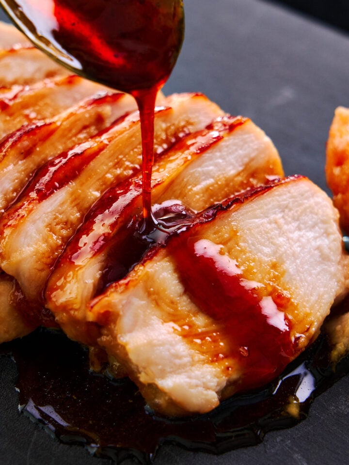 Juicy chicken breast teriyaki glazed with honey teriyaki sauce.