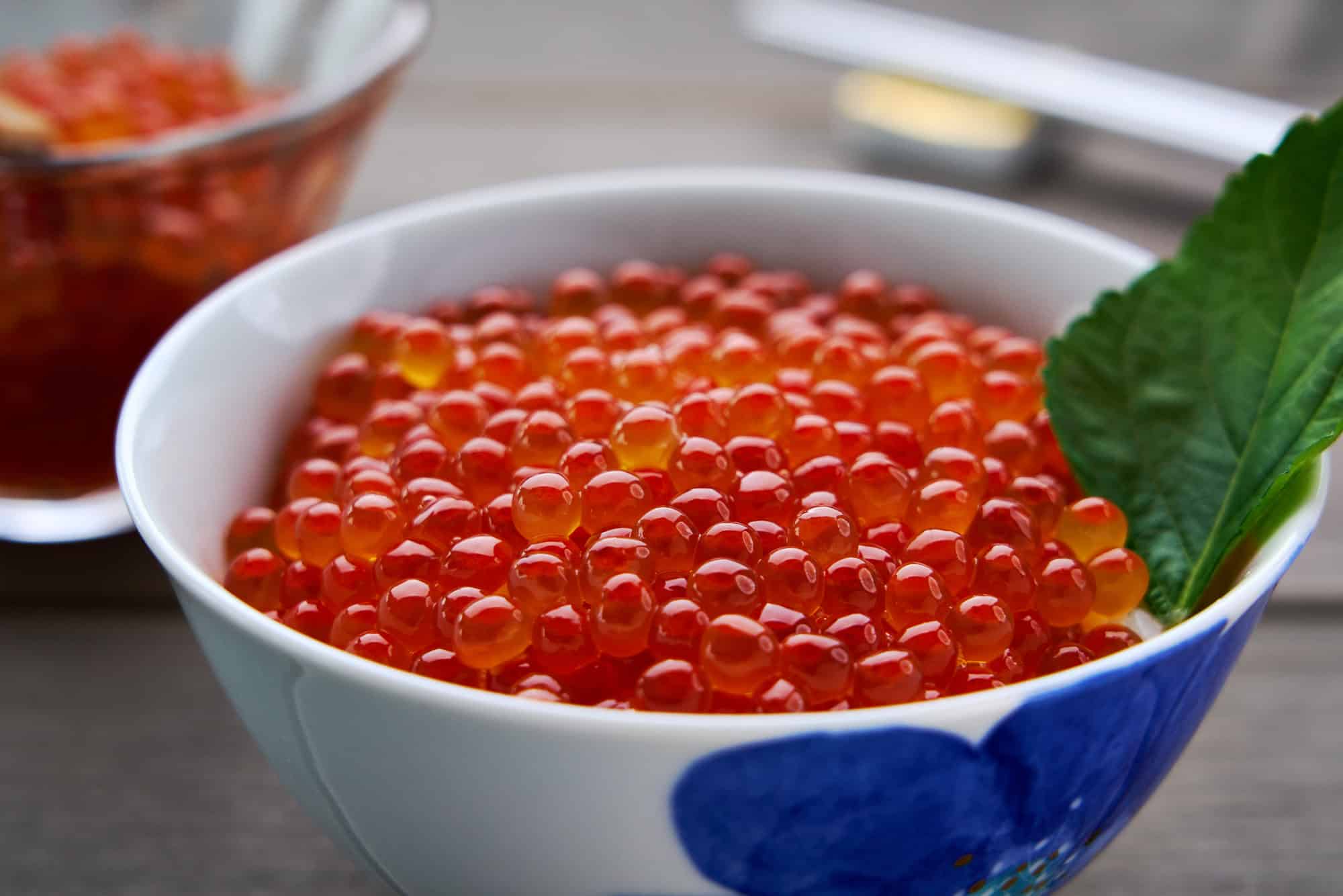 A bowl of glistening ikura on rice, ikura don is a a classic Japanese autumn feast.