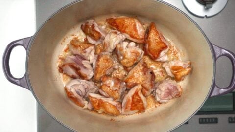 Browning chicken for Japanese Curry.
