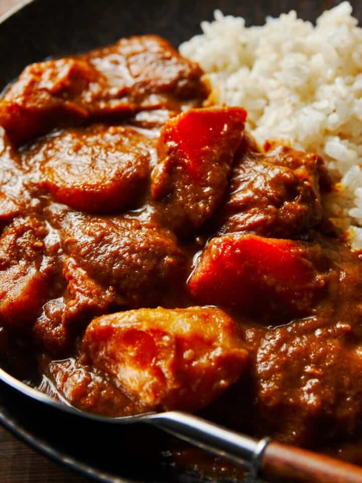 This Japanese Curry made from scratch gets its flavor and thickness through the power of fruits and vegetables. It's the perfect hearty winter meal for groups of kids and grownups alike.