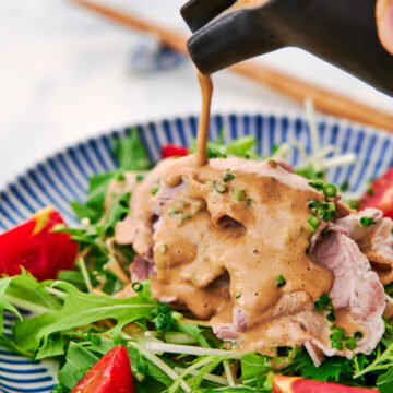 Shabu Shabu Salad with nutty Japanese sesame dressing is a quick yet satisfying meal for a hot summer day.