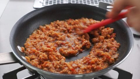 Spicy pork for mazesoba.