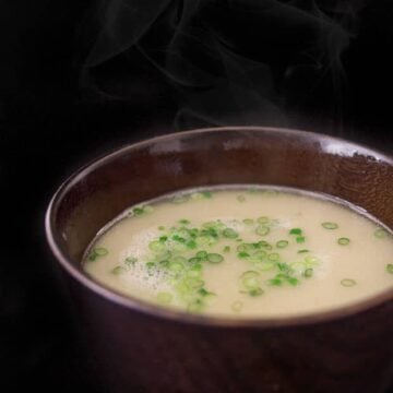 A bowl of warm, comforting chicken stock.