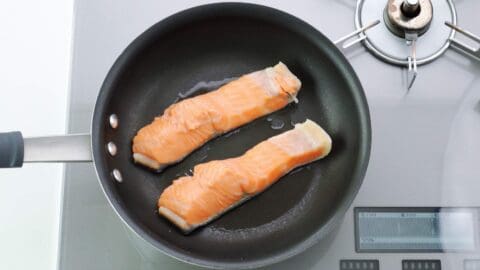 Sake steamed Japanese Salmon.