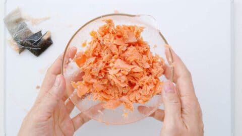 Flaked Japanese salmon for onigiri.