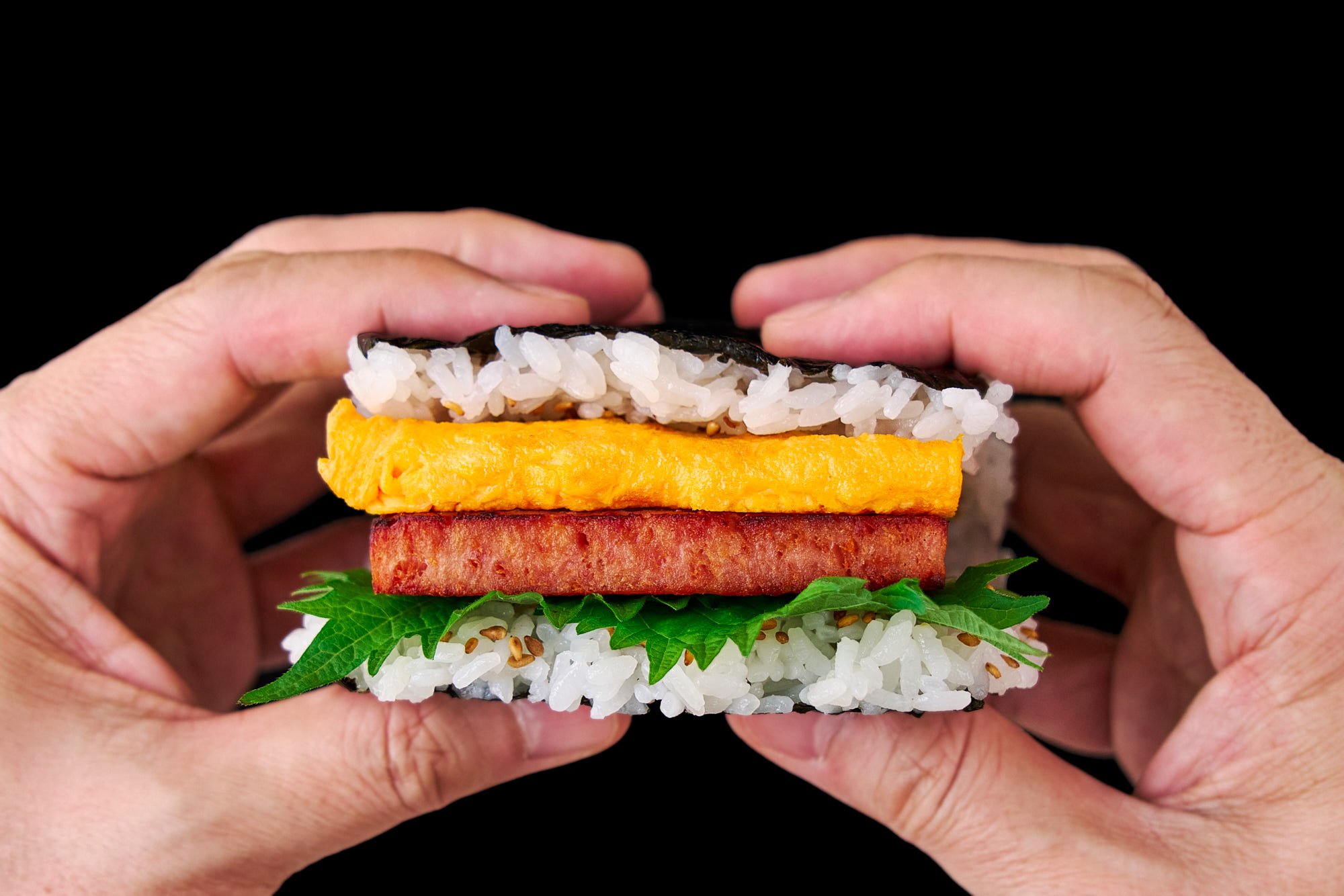 Japanese rice sandwich with Spam and Eggs.