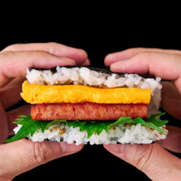 Japanese rice sandwich with Spam and Eggs.