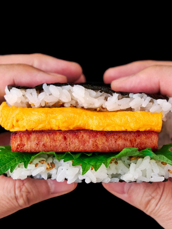 Japanese rice sandwich with Spam and Eggs.